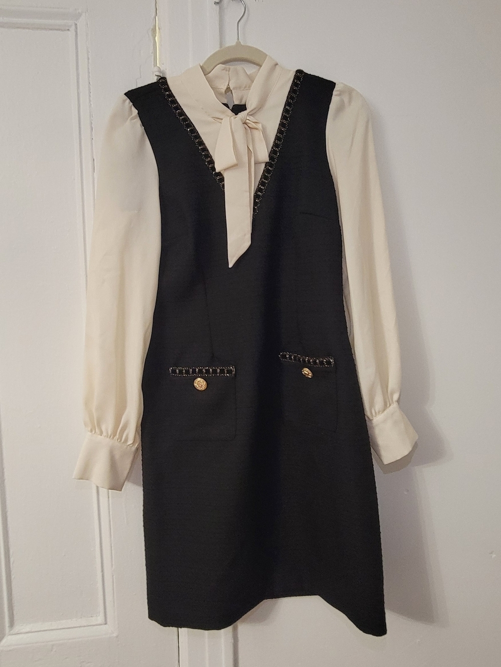 NWT SOLD OUT KARL LAGERFELD PARIS TWEED LAYERED LOOK DRESS BLACK WHITE IVORY CRE